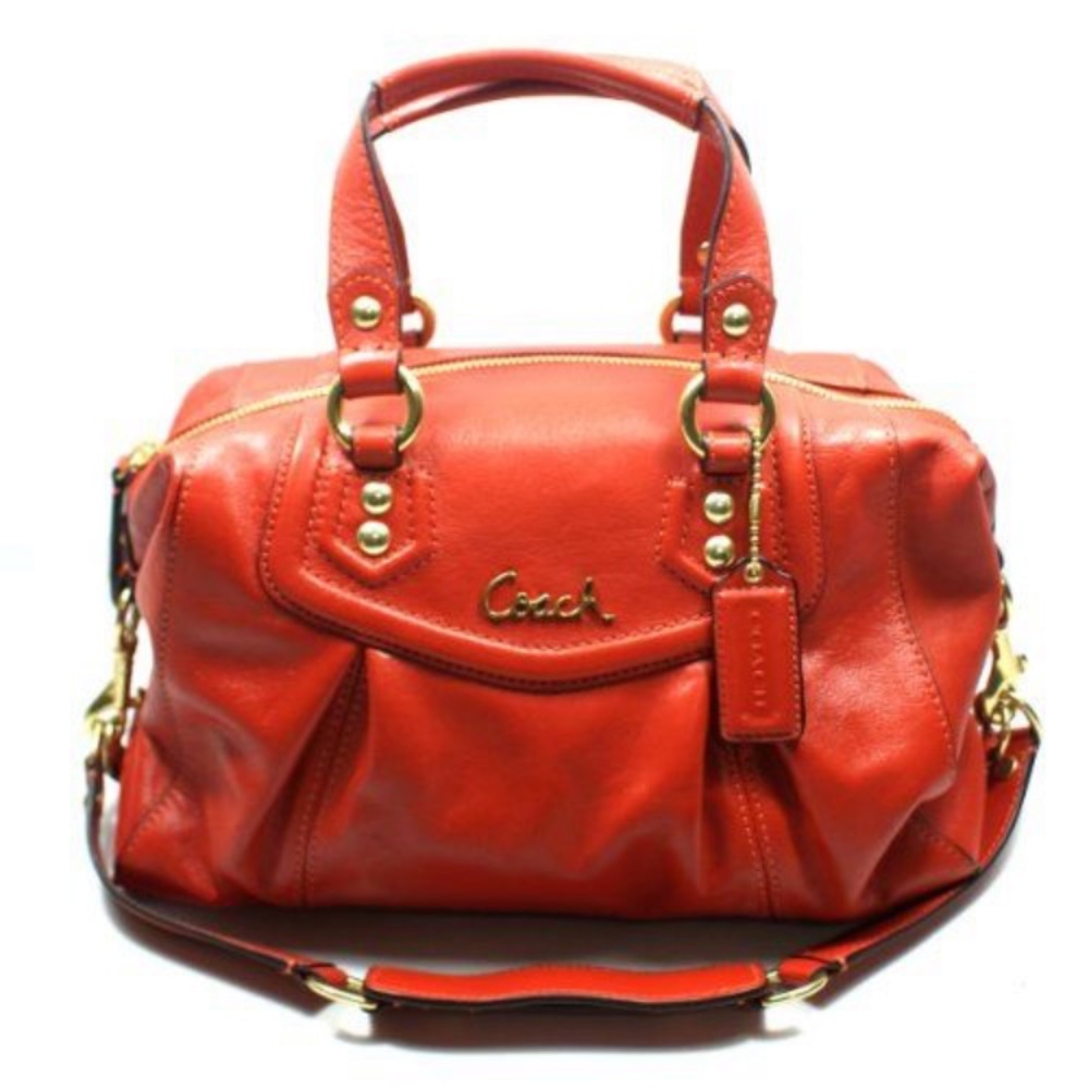 Coach Ashley F19247 Orange Leather Satchel Handbag